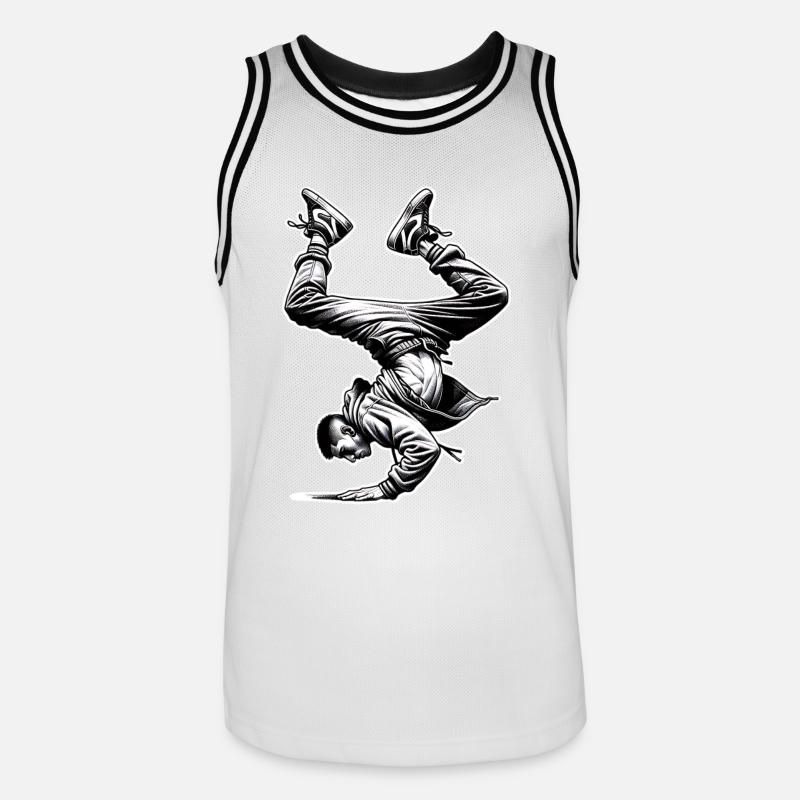 Breakdance - Maglia da basket per uomo - bianco/nero