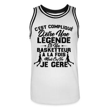 Une Légende Et Un Basketteur - Maillot de basket Homme - blanc/noir - Devant - AI Model Male 185 dark (185cm)