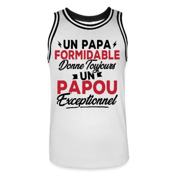 Un Papa Formidable donne un Papou Exceptionnel - Maillot de basket Homme - blanc/noir - Devant - AI Model Male 185 dark (185cm)