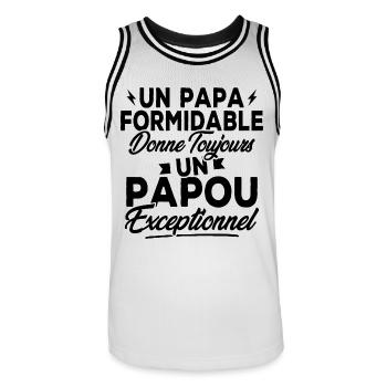 Un Papa Formidable donne un Papou Exceptionnel - Maillot de basket Homme - blanc/noir - Devant - AI Model Male 185 dark (185cm)