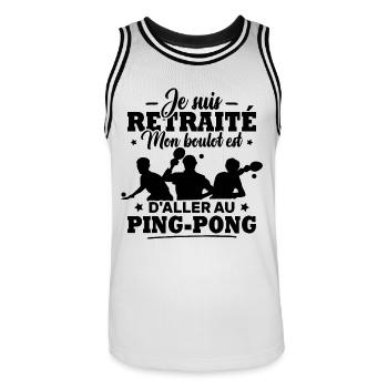 Humour cadeau retraité et jouer ping-pong - Maillot de basket Homme - blanc/noir - Devant - AI Model Male 185 dark (185cm)