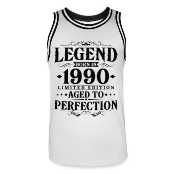 Legend 1990's Vintage Born Vintage Birthday - Men's Basketball Jersey - white/black - Front - AI Model Male 185 dark (185cm)