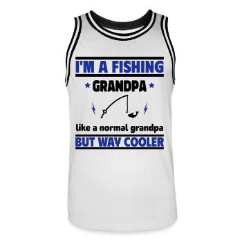 I'm a fishing grandpa - Men's Basketball Jersey - white/black - Front - AI Model Male 185 dark (185cm)