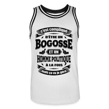 BOGOSSE ET HOMME POLITIQUE - Maillot de basket Homme - blanc/noir - Devant - AI Model Male 185 dark (185cm)