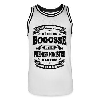 BOGOSSE ET PREMIER MINISTRE - Maillot de basket Homme - blanc/noir - Devant - AI Model Male 185 dark (185cm)