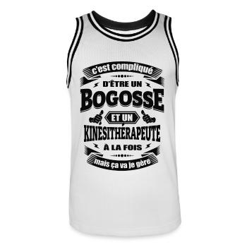 BOGOSSE ET KINÉSITHÉRAPEUTE - Maillot de basket Homme - blanc/noir - Devant - AI Model Male 185 dark (185cm)