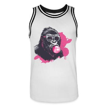 Gorilla with Sunglasses and Chewing Gum Pink - Men's Basketball Jersey - white/black - Front - AI Model Male 185 dark (185cm)