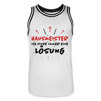 Hausmeister Spruch Lustiges Hausmeister Geschenk - Männer Basketball-Trikot - Weiß/Schwarz - Vorne - AI Model Male 185 dark (185cm)
