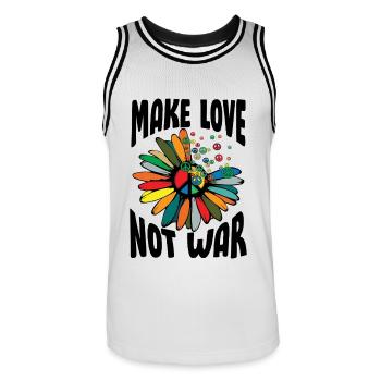Make Love Not War Flower Power Hippie - Men's Basketball Jersey - white/black - Front - AI Model Male 185 dark (185cm)