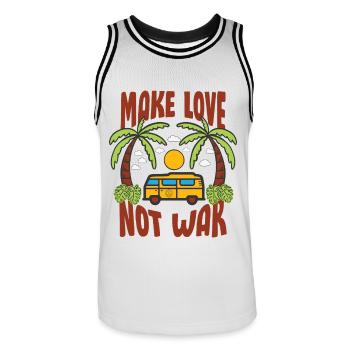 Make Love Not War Flower Power Hippie - Men's Basketball Jersey - white/black - Front - AI Model Male 185 dark (185cm)