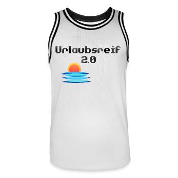 Motif de vacances avec le soleil et la mer, prêt pour les vacances 2.0 - Maillot de basket Homme - blanc/noir - Devant - AI Model Male 185 dark (185cm)