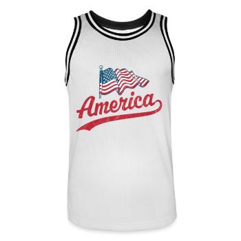 Drapeau de l’Amérique - Maillot de basket Homme - blanc/noir - Devant - AI Model Male 185 dark (185cm)