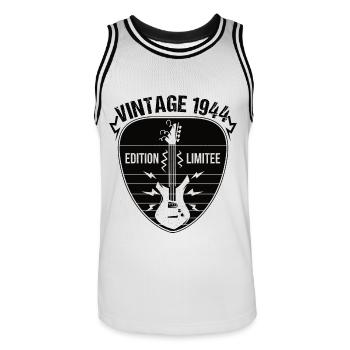 Vintage 1944 médiator guitare cadeau guitariste - Maillot de basket Homme - blanc/noir - Devant - AI Model Male 185 dark (185cm)