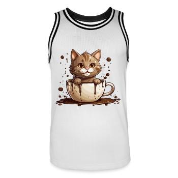 KATZEN LIEBE KAFFEE KATZE - Männer Basketball-Trikot - Weiß/Schwarz - Vorne - AI Model Male 185 dark (185cm)