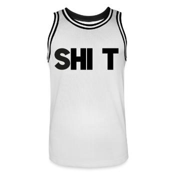 Shi(r)t Happens - Männer Basketball-Trikot - Weiß/Schwarz - Vorne - AI Model Male 185 dark (185cm)