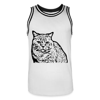 British Shorthair Chat Noir Chat Chaton - Maillot de basket Homme - blanc/noir - Devant - AI Model Male 185 dark (185cm)
