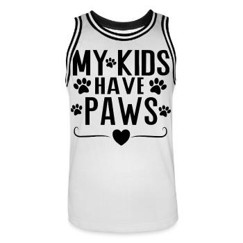 Mes enfants ont des pattes – Conception de la déclaration parentale de chien - Maillot de basket Homme - blanc/noir - Devant - AI Model Male 185 dark (185cm)