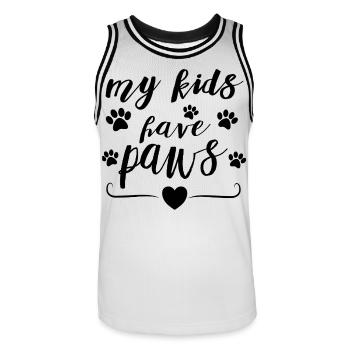 Mes enfants ont des pattes – Conception de la déclaration des parents d’animaux - Maillot de basket Homme - blanc/noir - Devant - AI Model Male 185 dark (185cm)