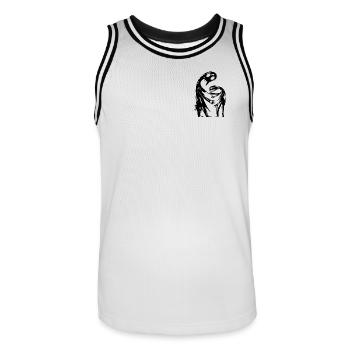 Abstract Figures Hug Creative - Men's Basketball Jersey - white/black - Front - AI Model Male 185 dark (185cm)