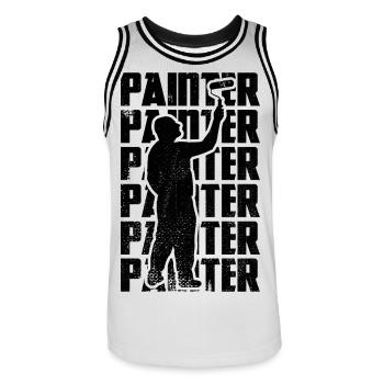 Maître peintre - Maillot de basket Homme - blanc/noir - Devant - AI Model Male 185 dark (185cm)