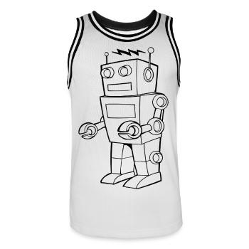 Roboter Vintage Skizze Design - Männer Basketball-Trikot - Weiß/Schwarz - Vorne - AI Model Male 185 dark (185cm)