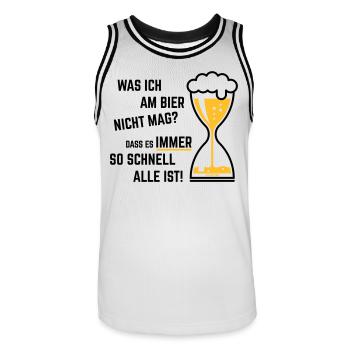 XWas Ich Am Bier Nicht Mag? (Sanduhr Bieruhr / 2C) - Männer Basketball-Trikot - Weiß/Schwarz - Vorne - AI Model Male 185 dark (185cm)