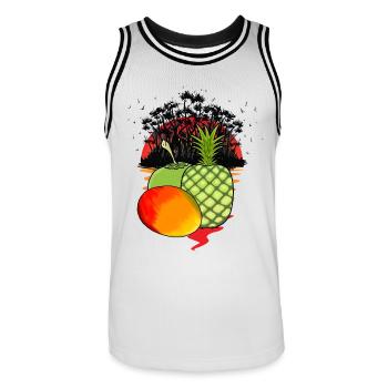Caribbean, Island, Fruits, Fruits, Vitamins, Summer, Food - Men's Basketball Jersey - white/black - Front - AI Model Male 185 dark (185cm)