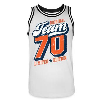 Original Team 70 - Limited Edition - Men's Basketball Jersey - white/black - Front - AI Model Male 185 dark (185cm)