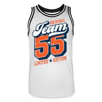 Original Team 55 - Limited Edition - Men's Basketball Jersey - white/black - Front - AI Model Male 185 dark (185cm)