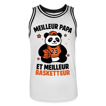 Meilleur basketteur meilleur papa Basket Sport - Maillot de basket Homme - blanc/noir - Devant - AI Model Male 185 dark (185cm)