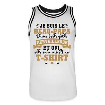 Beau papa d une belle fille merveilleuse - Maillot de basket Homme - blanc/noir - Devant - AI Model Male 185 dark (185cm)