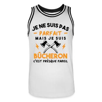 Je ne suis pas parfait mais je suis bûcheron - Maillot de basket Homme - blanc/noir - Devant - AI Model Male 185 dark (185cm)