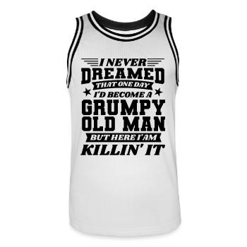 Grand-père grand-père à la retraite Devenez un vieil homme - Maillot de basket Homme - blanc/noir - Devant - AI Model Male 185 dark (185cm)