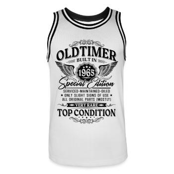 Oldtimer Baujahr 1965 Jahrgang Geburtstag Geschenk - Männer Basketball-Trikot - Weiß/Schwarz - Vorne - AI Model Male 185 dark (185cm)