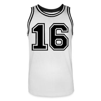 16 - Männer Basketball-Trikot - Weiß/Schwarz - Vorne - AI Model Male 185 dark (185cm)