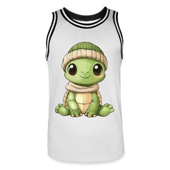 tortue mignon mignon bébé enfants animal dessin animé - Maillot de basket Homme - blanc/noir - Devant - AI Model Male 185 dark (185cm)