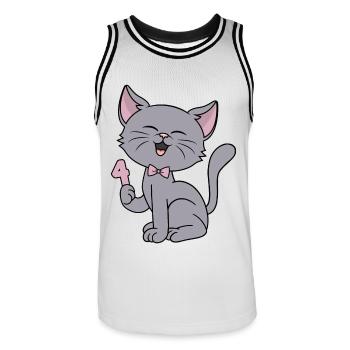 4 ans fille drôle chat 4ème anniversaire - Maillot de basket Homme - blanc/noir - Devant - AI Model Male 185 dark (185cm)