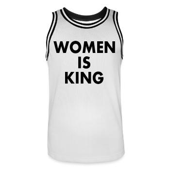 Women is king - Maillot de basket Homme - blanc/noir - Devant - AI Model Male 185 dark (185cm)