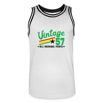 1957 Anniversaire Vintage Toutes les pièces d’origine No III - Maillot de basket Homme - blanc/noir - Devant - AI Model Male 185 dark (185cm)