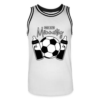 Fußball Papa Sohn Baby - Unser erster Männertag - Männer Basketball-Trikot - Weiß/Schwarz - Vorne - AI Model Male 185 dark (185cm)