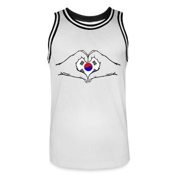 Drapeau de la Corée du Sud Aiguilles Forme De Coeur - Maillot de basket Homme - blanc/noir - Devant - AI Model Male 185 dark (185cm)