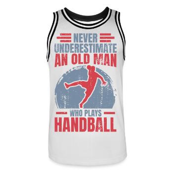 Handball Großvater - Männer Basketball-Trikot - Weiß/Schwarz - Vorne - AI Model Male 185 dark (185cm)