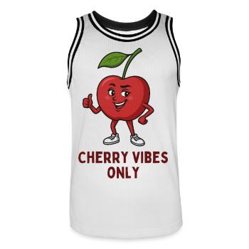 Cherry with style: Cherry Vibes Only - Men's Basketball Jersey - white/black - Front - AI Model Male 185 dark (185cm)