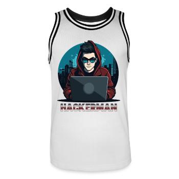 Cool Hacker Coding IT Specialist Hackerman - Männer Basketball-Trikot - Weiß/Schwarz - Vorne - AI Model Male 185 dark (185cm)