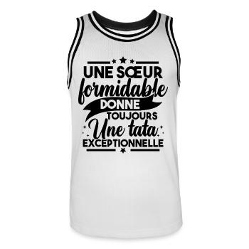 Une sœur formidable donne une tata exceptionnelle - Maillot de basket Homme - blanc/noir - Devant - AI Model Male 185 dark (185cm)