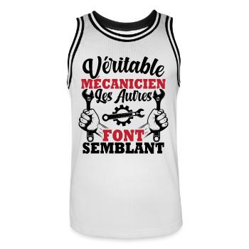 Véritable mécanicien les autres font semblant - Maillot de basket Homme - blanc/noir - Devant - AI Model Male 185 dark (185cm)