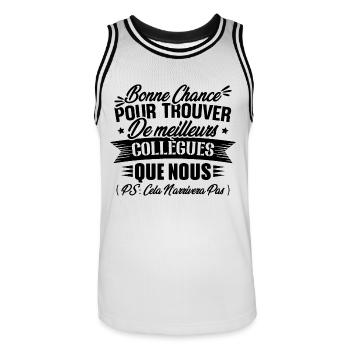 Bonne chance pour trouver de meilleurs collègues - Maillot de basket Homme - blanc/noir - Devant - AI Model Male 185 dark (185cm)