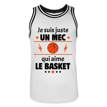 Juste un mec qui aime le basket, basketteur, noël - Maillot de basket Homme - blanc/noir - Devant - AI Model Male 185 dark (185cm)