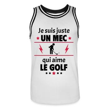 Juste un mec qui aime le golf, golfeur, noël - Maillot de basket Homme - blanc/noir - Devant - AI Model Male 185 dark (185cm)