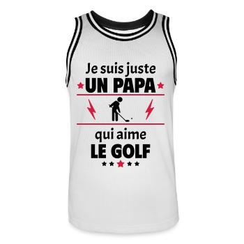 Juste un papa qui aime le golf, golfeur, noël - Maillot de basket Homme - blanc/noir - Devant - AI Model Male 185 dark (185cm)